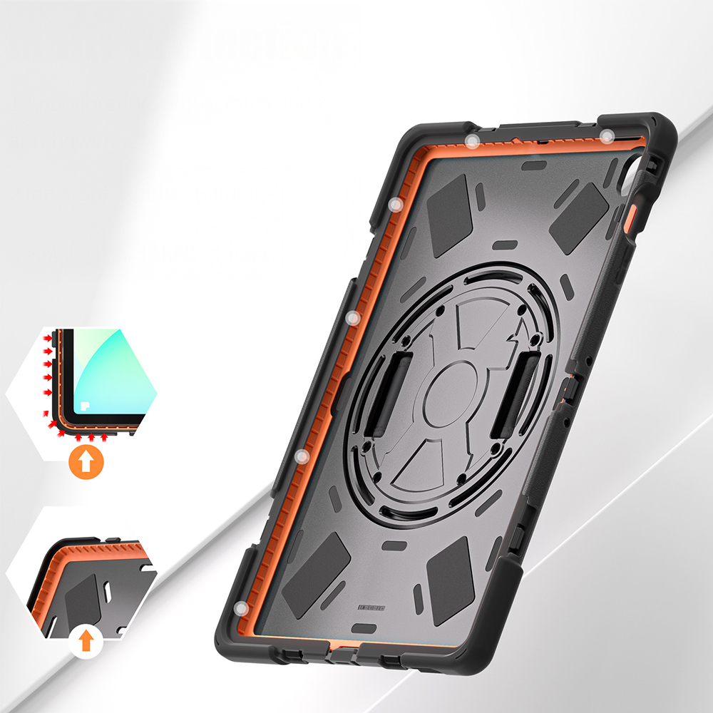 Samsung Galaxy Tab S10 FE Plus Uyumlu Kalem Bölmeli Standlı Defender Sert Kılıf