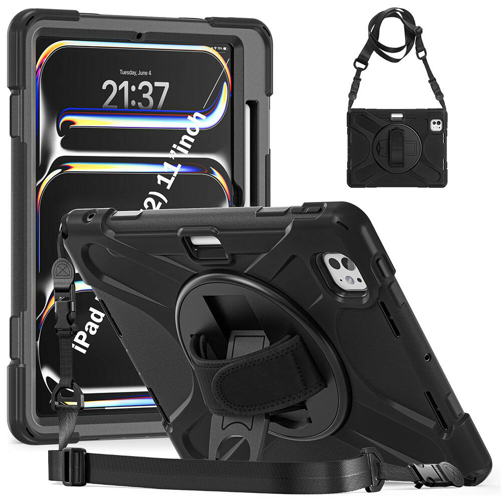 Apple iPad Air 11 2024 Uyumlu Kalem Bölmeli Standlı Defender Sert Kılıf