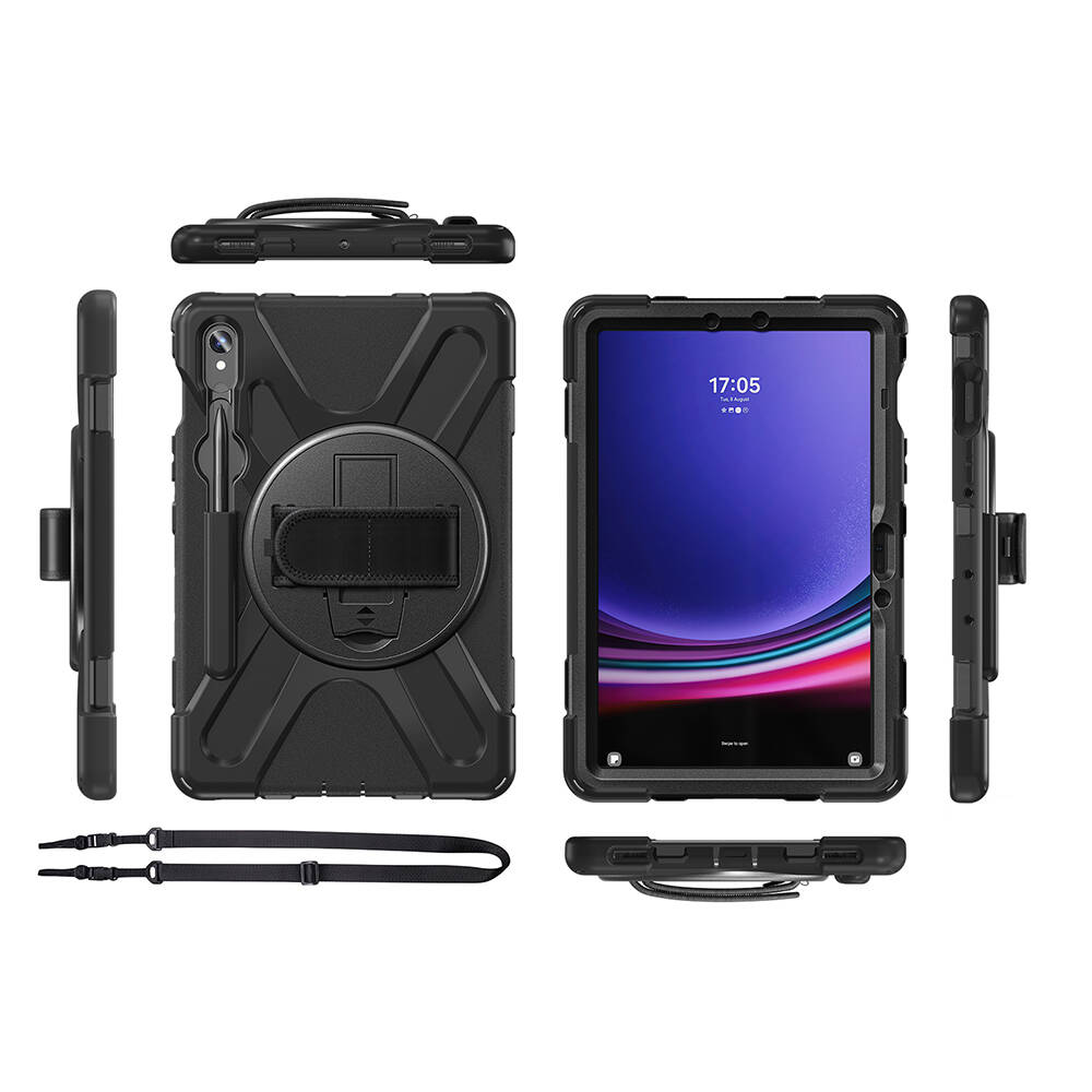 Samsung Galaxy Tab S9 FE Uyumlu Kalem Bölmeli Standlı Defender Sert Kılıf