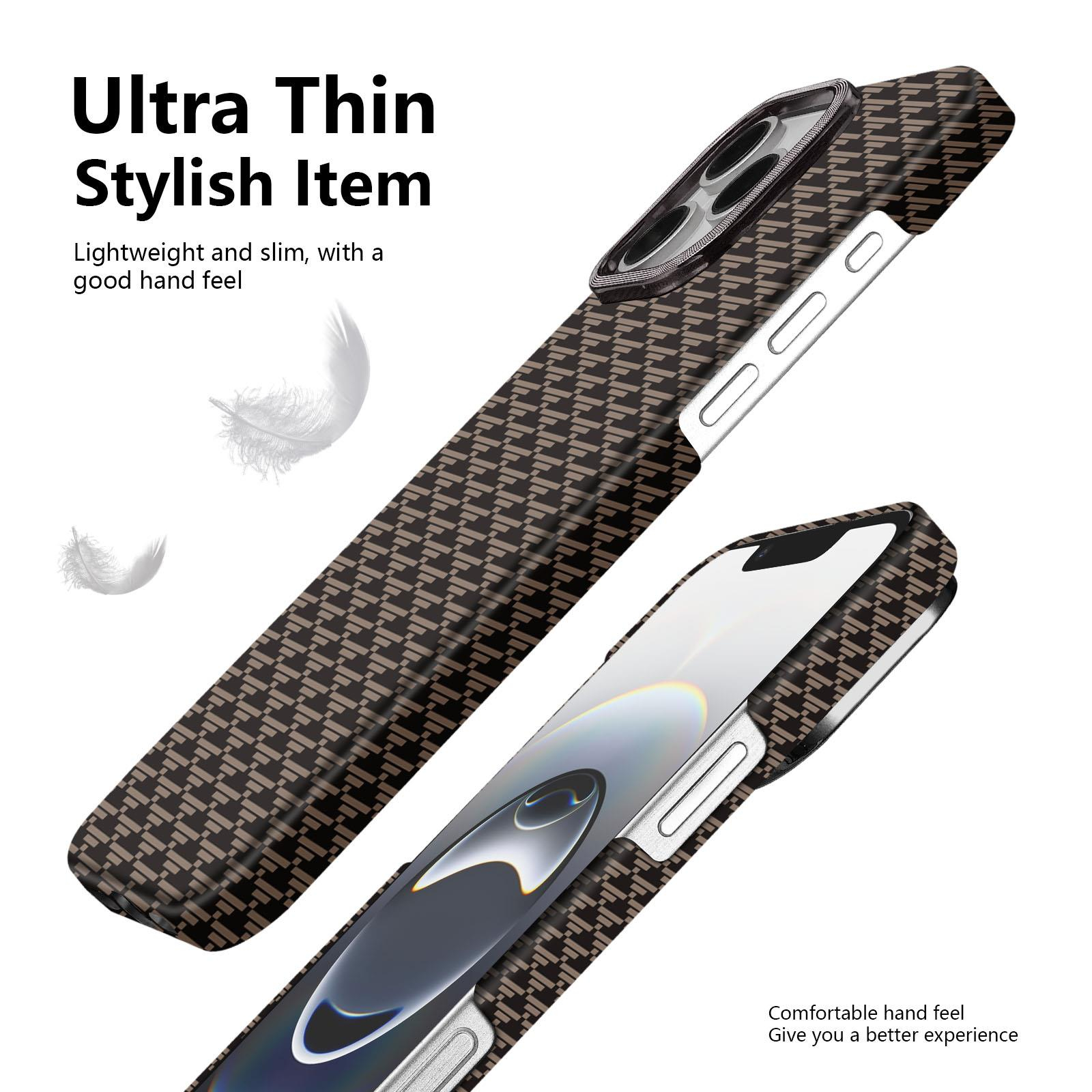 Apple iPhone 15 Uyumlu Magsafe Özellikli Karbon Görünümlü Flix Kapak