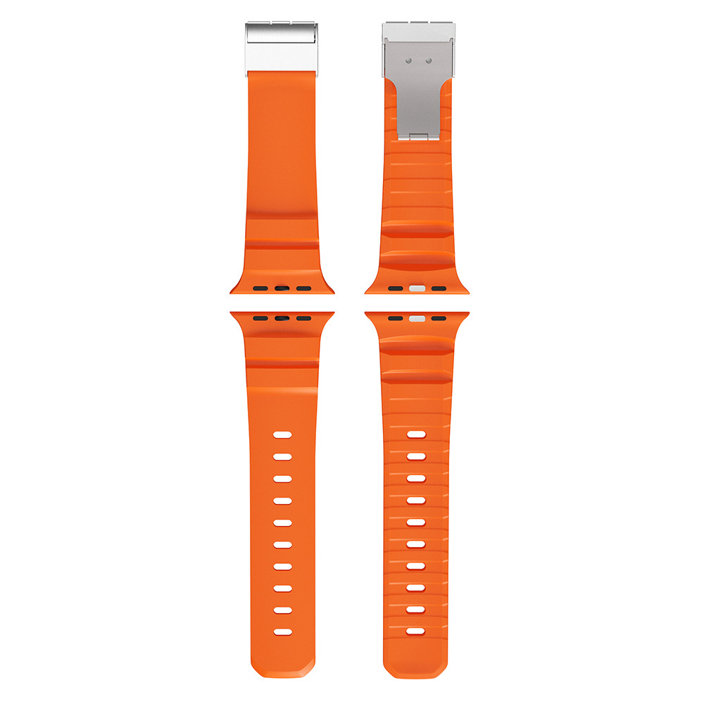 Apple Watch SE (44mm) Uyumlu Metal Tokalı Silikon Kordon-145