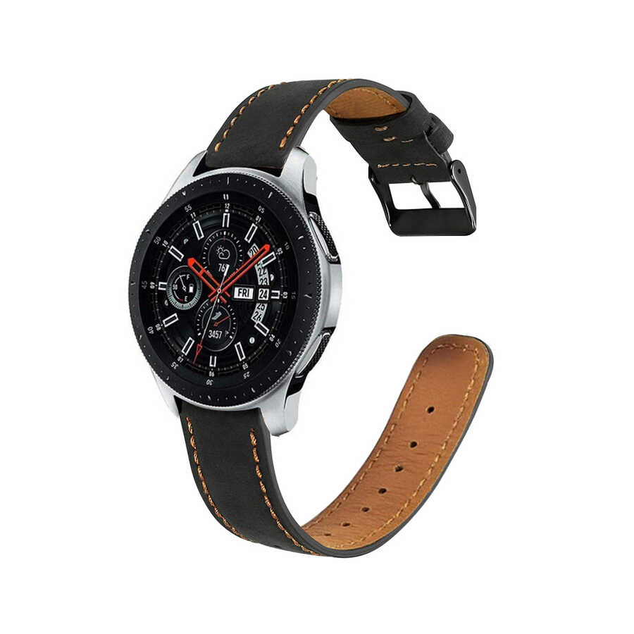 Honor Watch GS Pro Uyumlu (22mm) Suni Deri Kordon-29