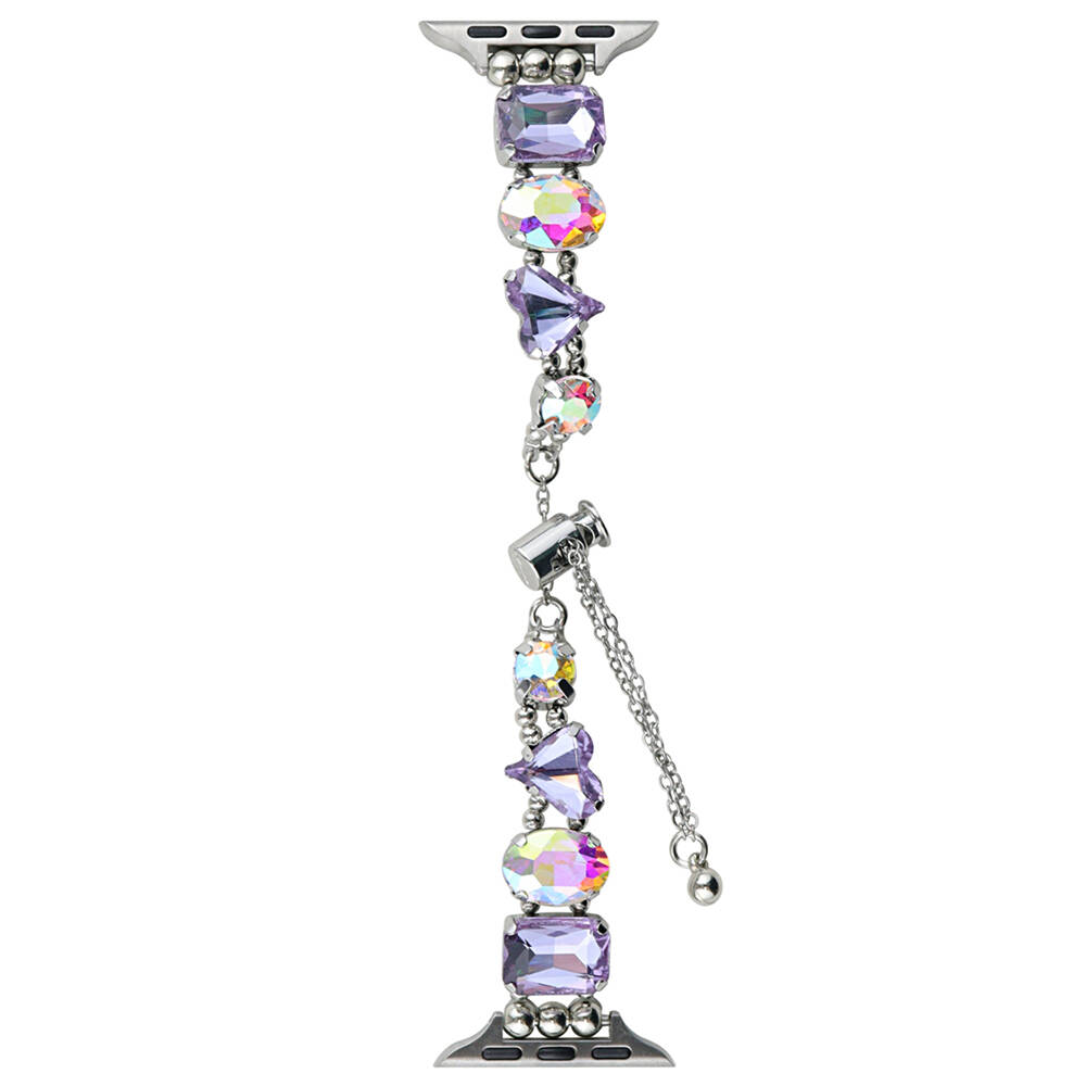 Apple Watch Ultra 3 (49mm) Uyumlu Taşlı Bileklik Görünümlü Metal Kordon-115