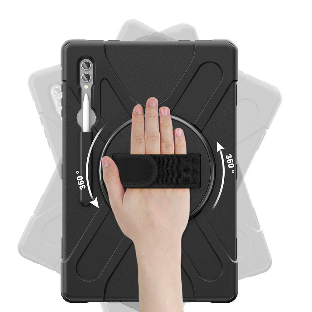 Samsung Galaxy Tab S9 Ultra Uyumlu Kalem Bölmeli Standlı Defender Sert Kılıf