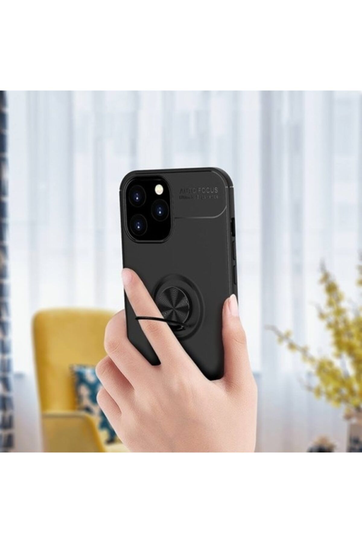 Apple iPhone 12 Pro Max için Yüzüklü Manyetik Ravel Silikon Kapak Mavi