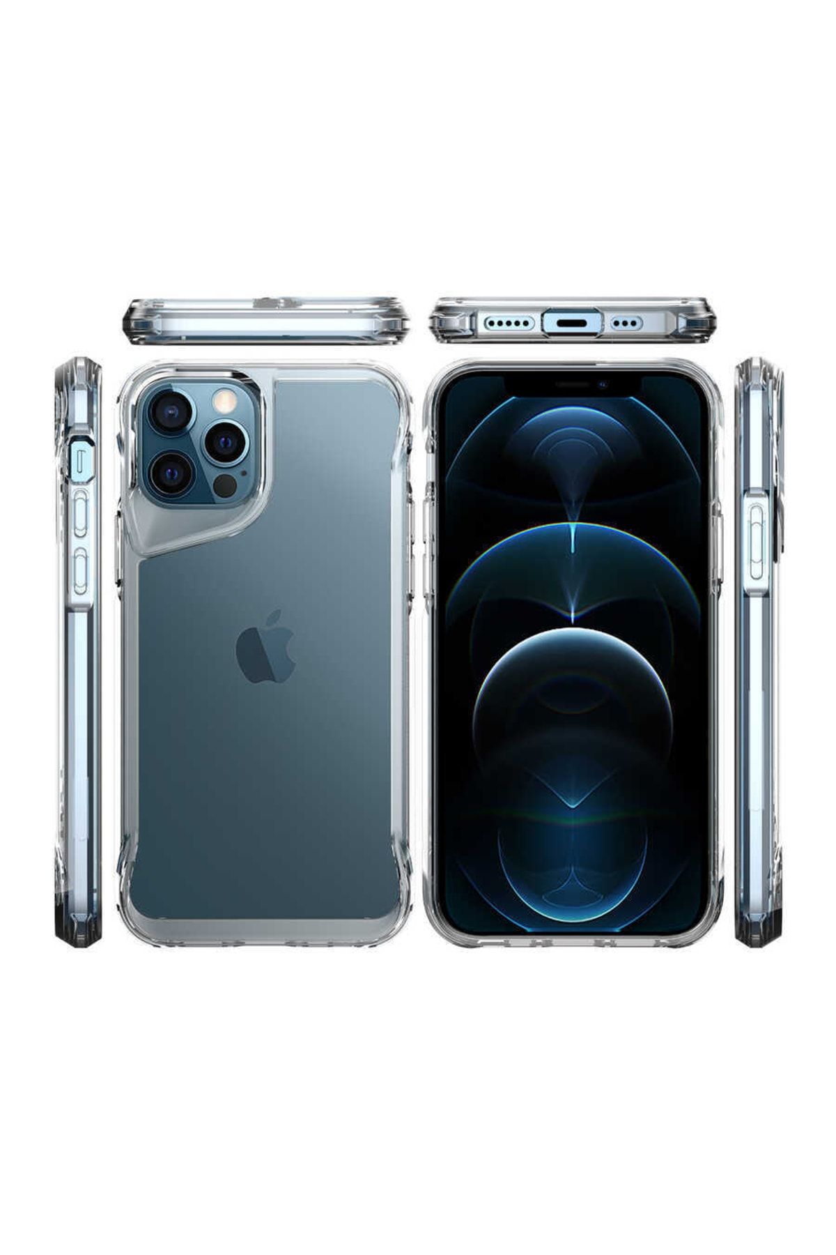 Apple Iphone 12 Pro Max Için Şeffaf T-max Sert Silikon Kapak
