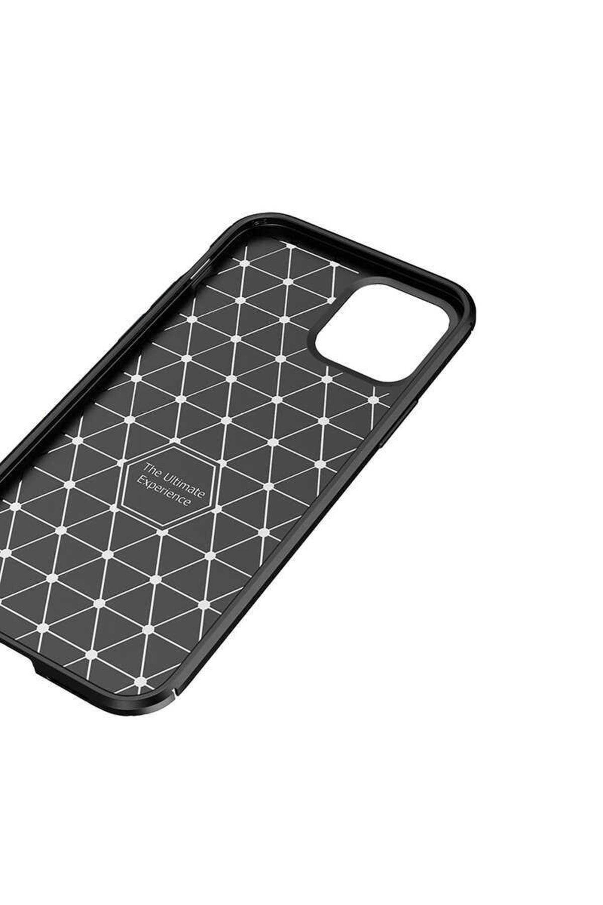 Apple Iphone 12 Pro Max Için Karbon Tasarımlı Negro Silikon Kılıf Lacivert