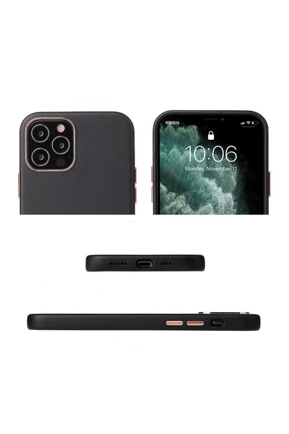 Apple Iphone 12 Pro Max Için Uyumlu Kadife Iç Yüzeyli Eyzi Deri Kapak Kahverengi