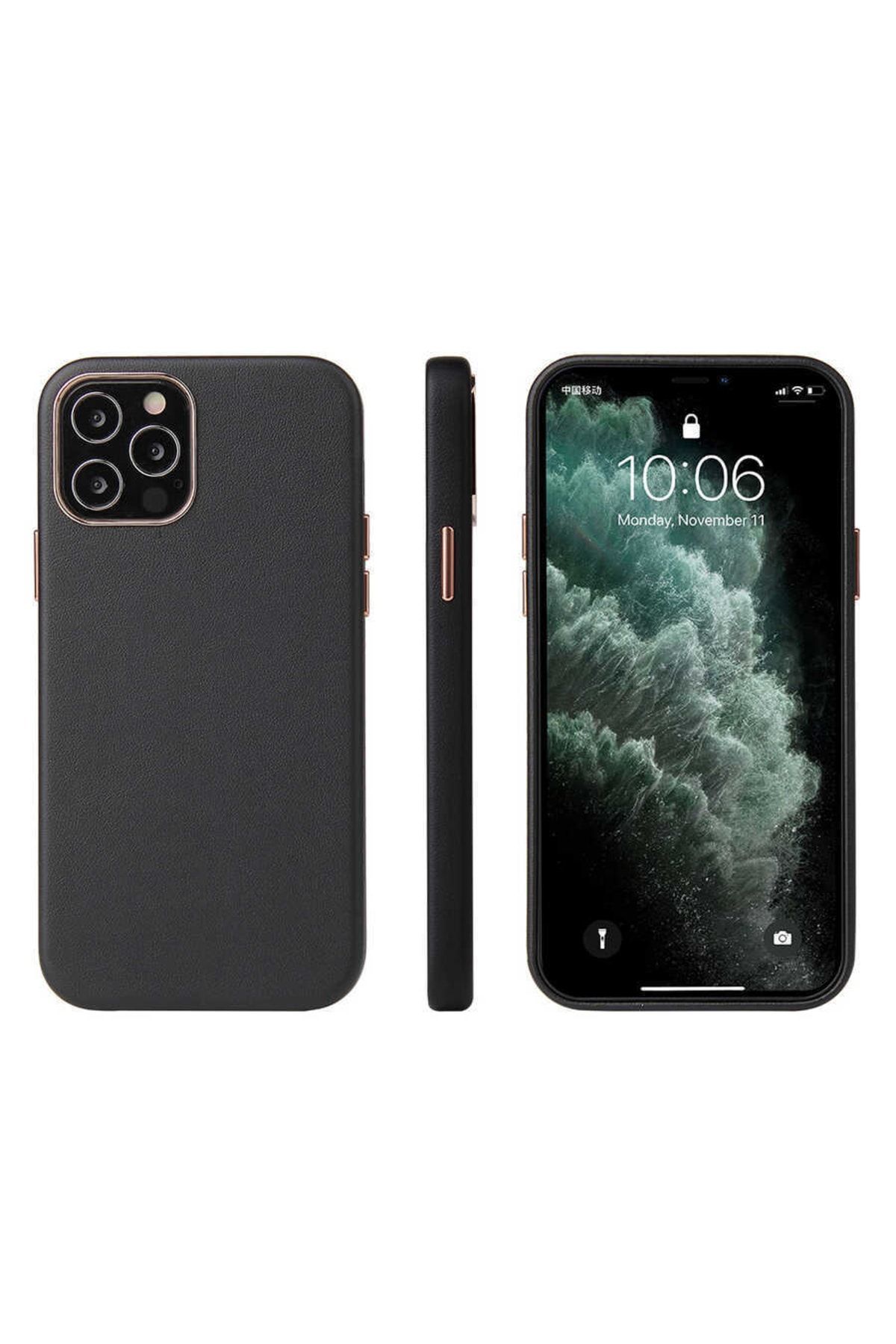 Apple Iphone 12 Pro Max Için Uyumlu Kadife Iç Yüzeyli Eyzi Deri Kapak Kahverengi
