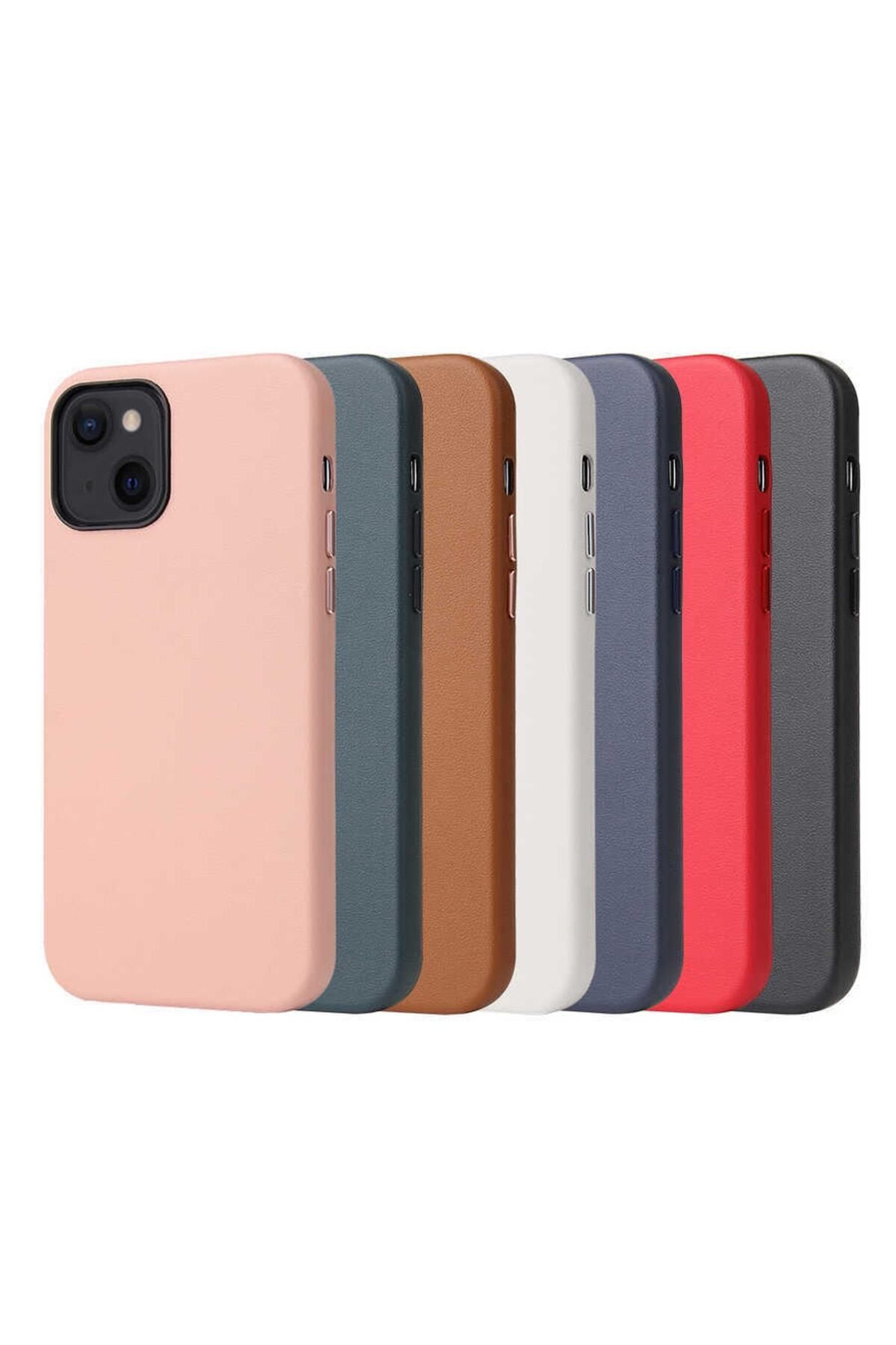 Apple iPhone 13 için Kadife Iç Yüzeyli Eyzi Deri Kapak Beyaz