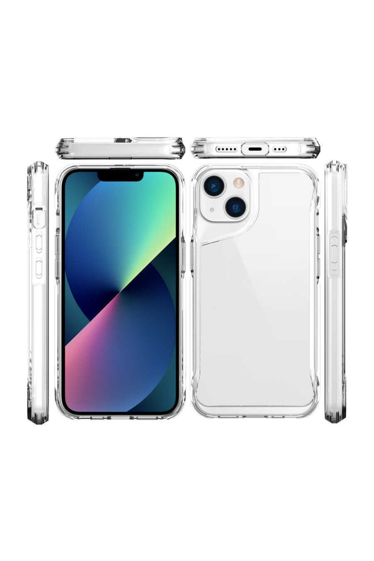 Apple Iphone 13 Için Şeffaf T-max Sert Silikon Kapak