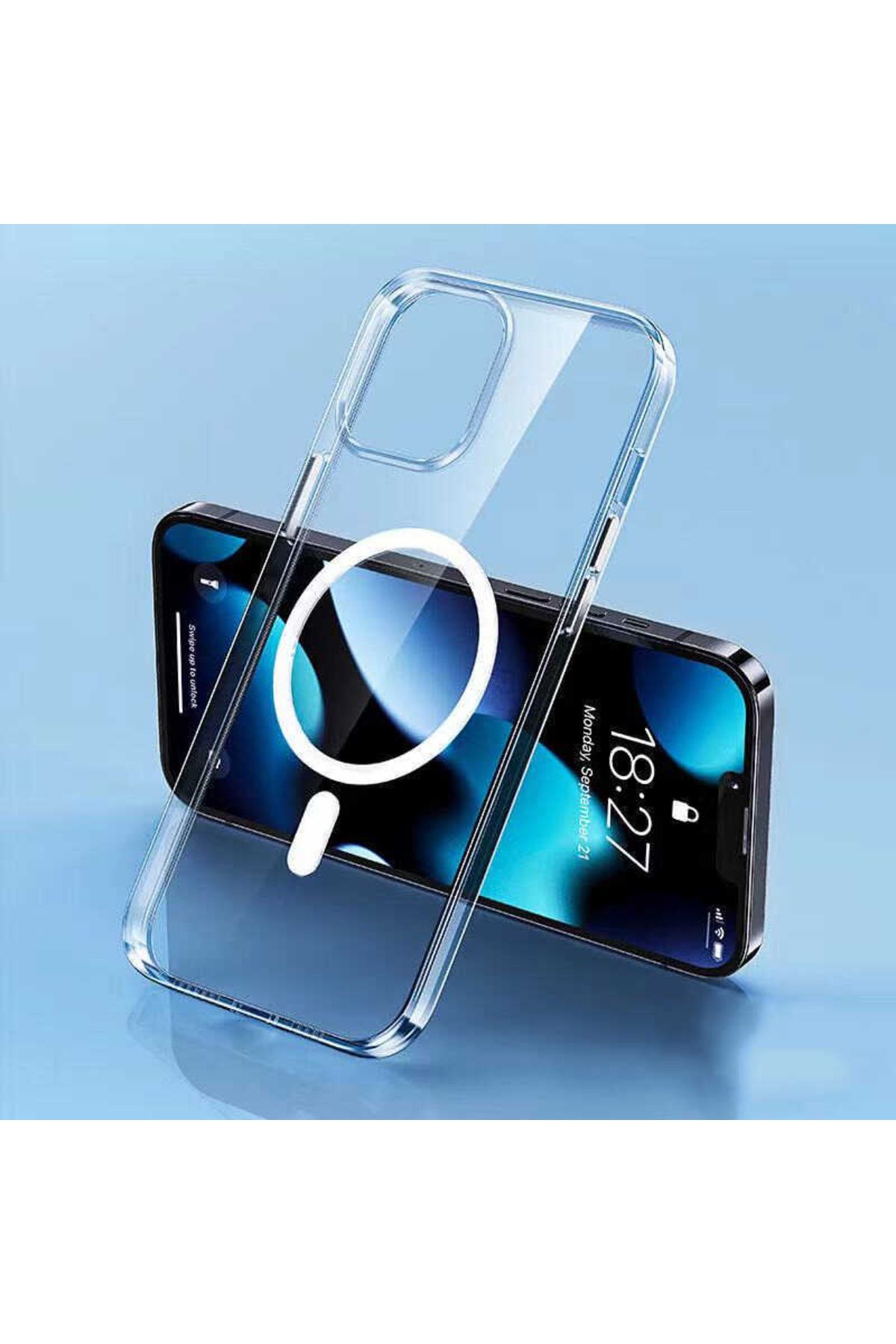Apple Iphone 13 Pro Max Için Magnetik Dizaynlı Tacsafe Wireless Kapak Şeffaf