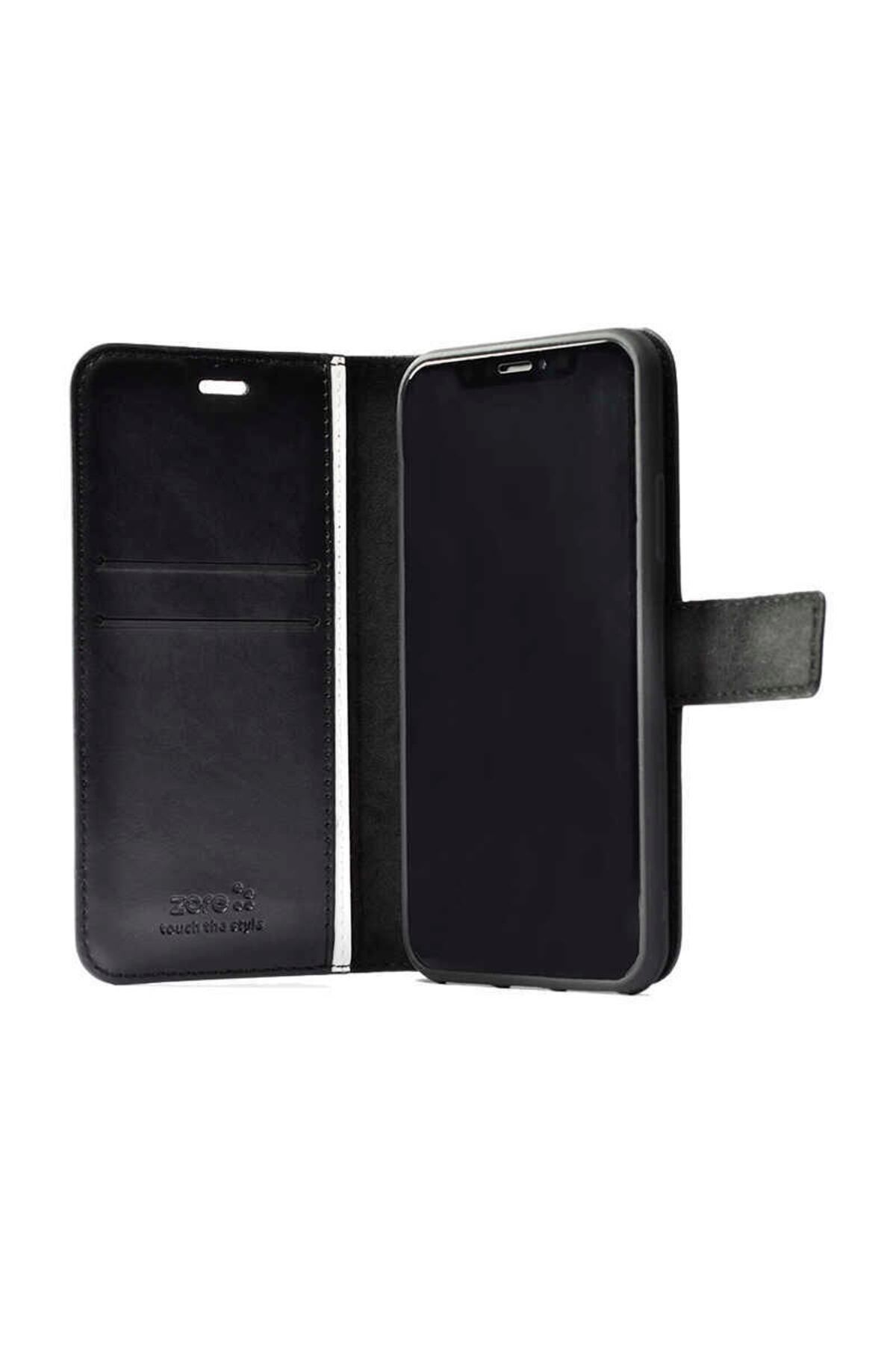 Apple Iphone 14 Pro Max Için Kartlıklı Standlı Suni Deri Kapaklı Cüzdanlı Delüx Kapak Siyah