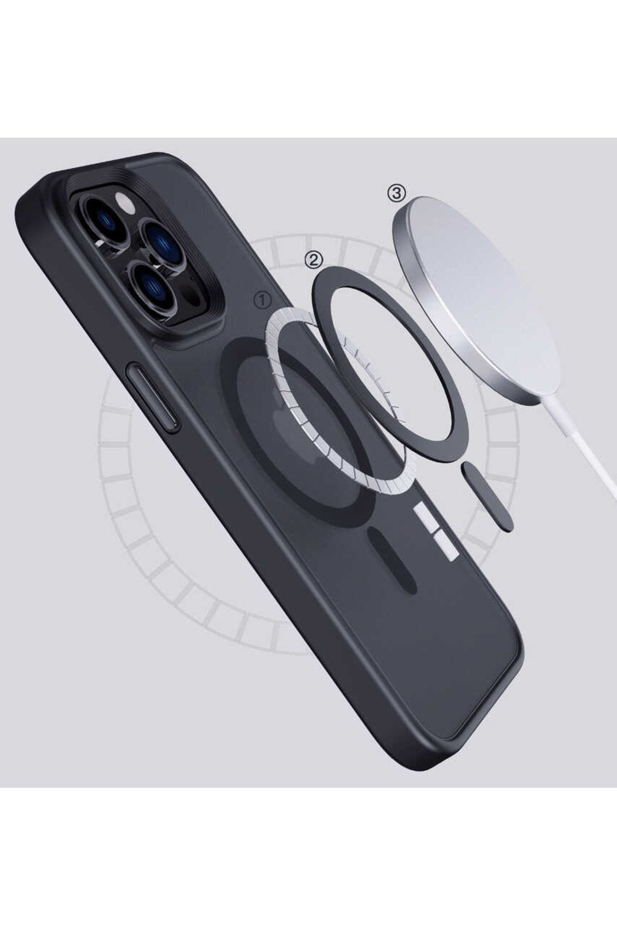 Apple Iphone 14 Pro Wireless Şarj Özellikli Hibrit Magsafe Kapak Derin Mor