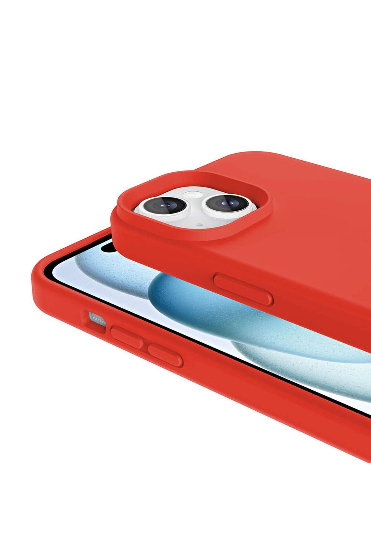 Apple iPhone 15 Plus için Silinebilir Kivi Silikon Kapak Kırmızı