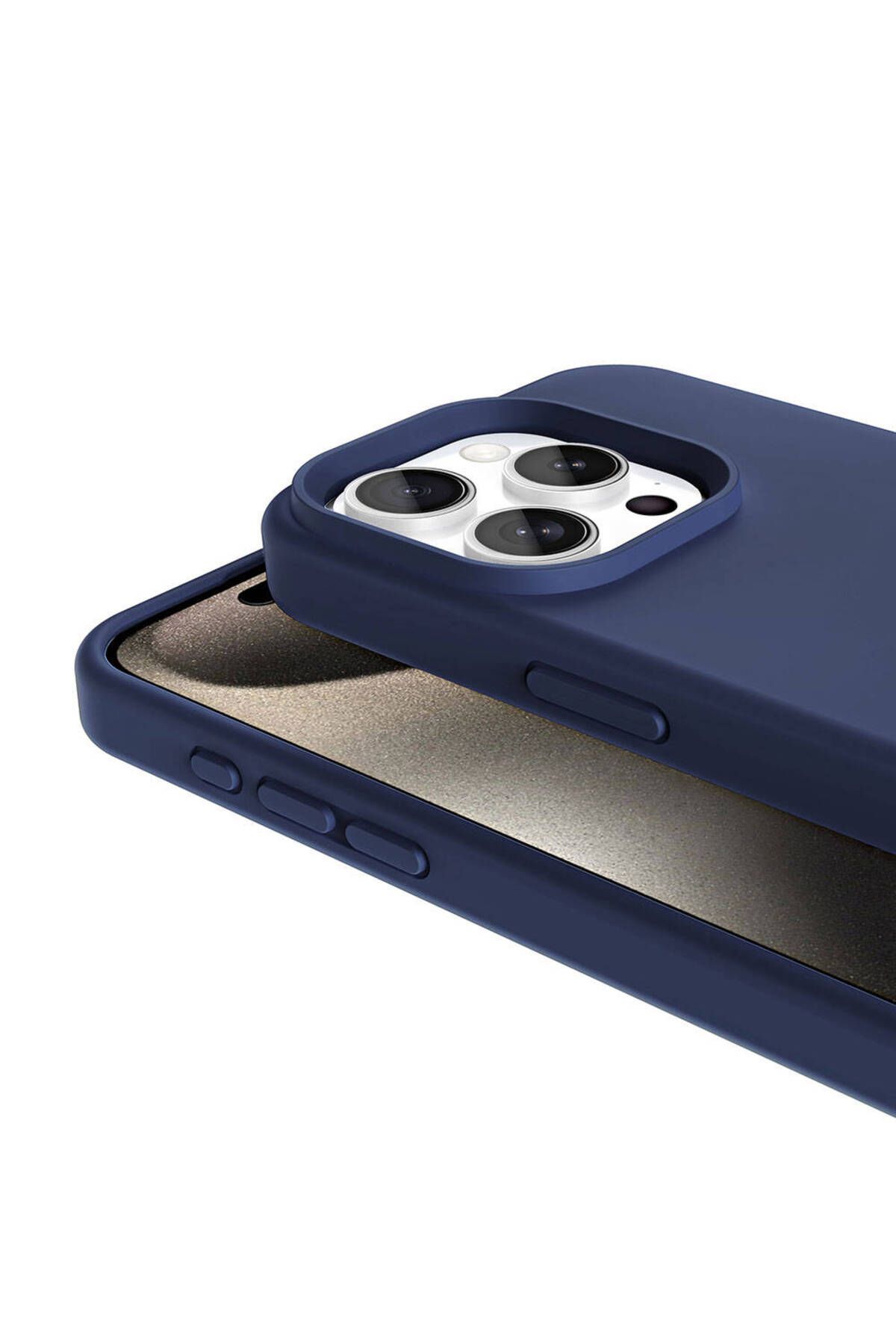 Apple iPhone 15 Pro Max için Silinebilir Kivi Silikon Kapak Lacivert