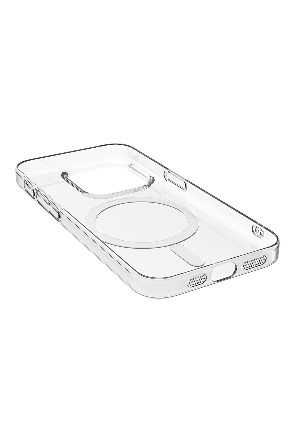 Apple iPhone 15 Pro Max için Magsafe özellikli Porto Sert Silikon Kapak Şeffaf