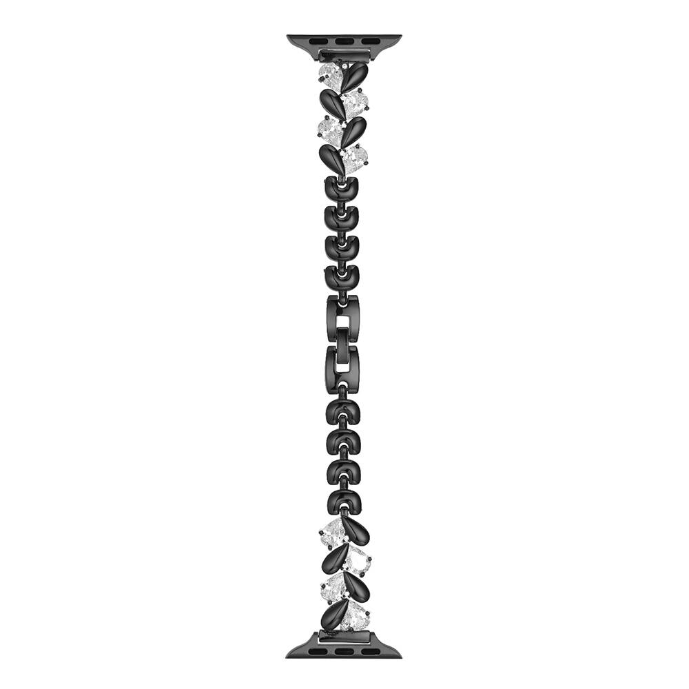 Apple Watch 9 (41mm) Uyumlu Taşlı Metal Kordon-103