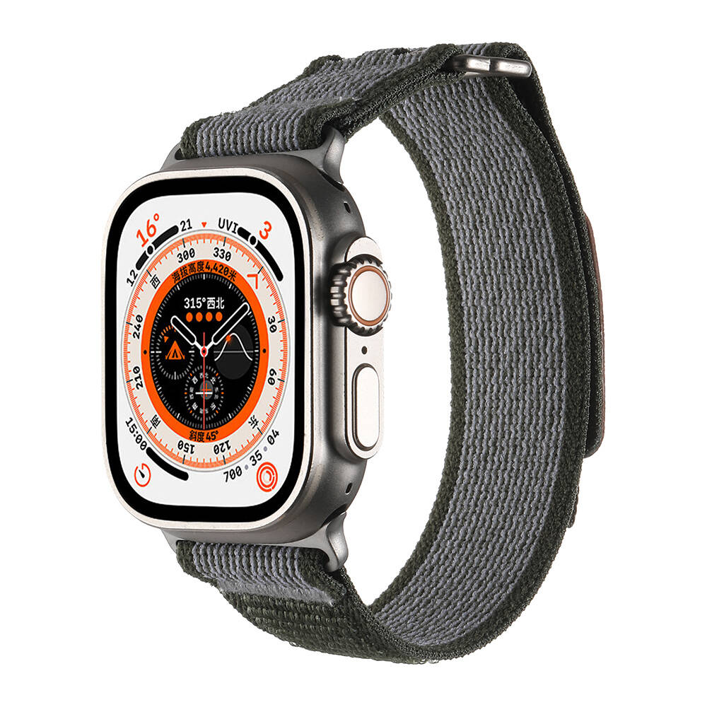 Apple Watch 9 (45mm) Uyumlu Cırtlı Kumaş Kordon-106