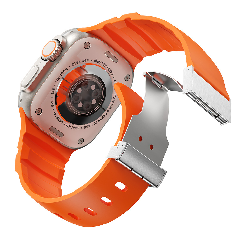 Apple Watch SE (44mm) Uyumlu Metal Tokalı Silikon Kordon-145