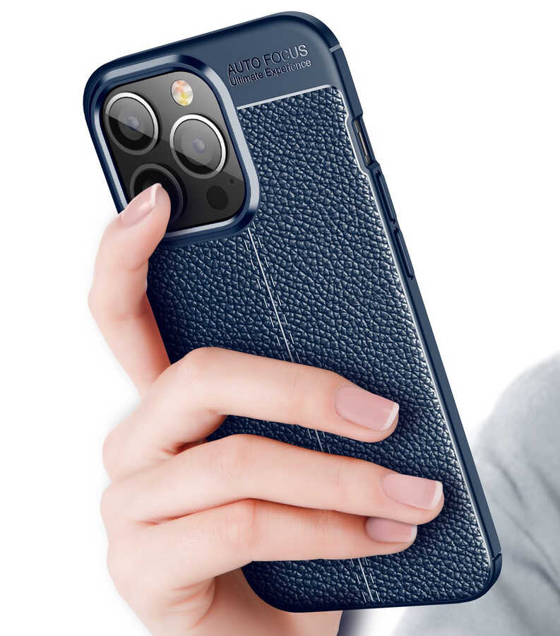 Apple iPhone 14 Pro Max Uyumlu Deri Görünümlü Silikon Niss Kapak