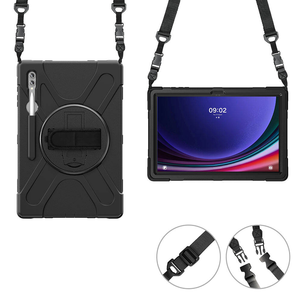 Samsung Galaxy Tab S8 Ultra  Uyumlu Kalem Bölmeli Standlı Defender Sert Kılıf