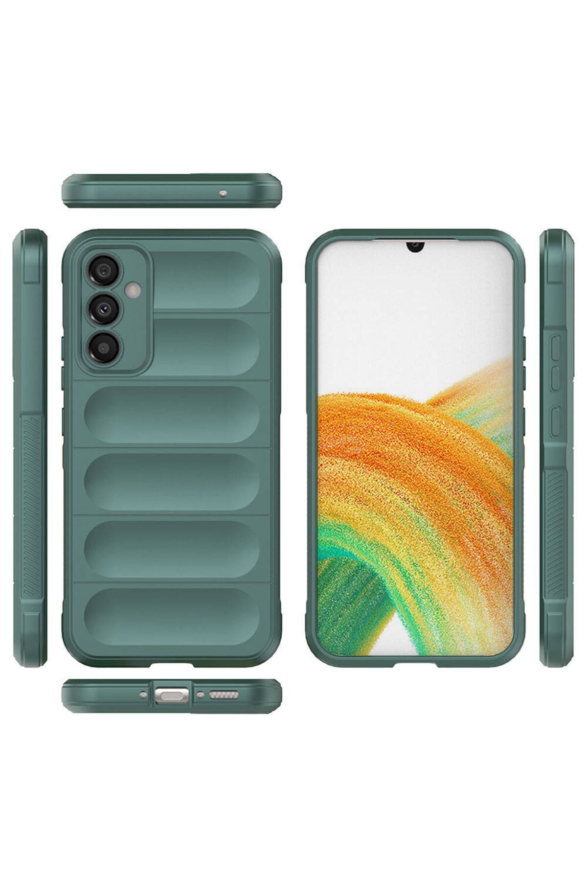 Galaxy A34 için Yeni Tasarım Silikon Kılıf Etnik Koyu Yeşil