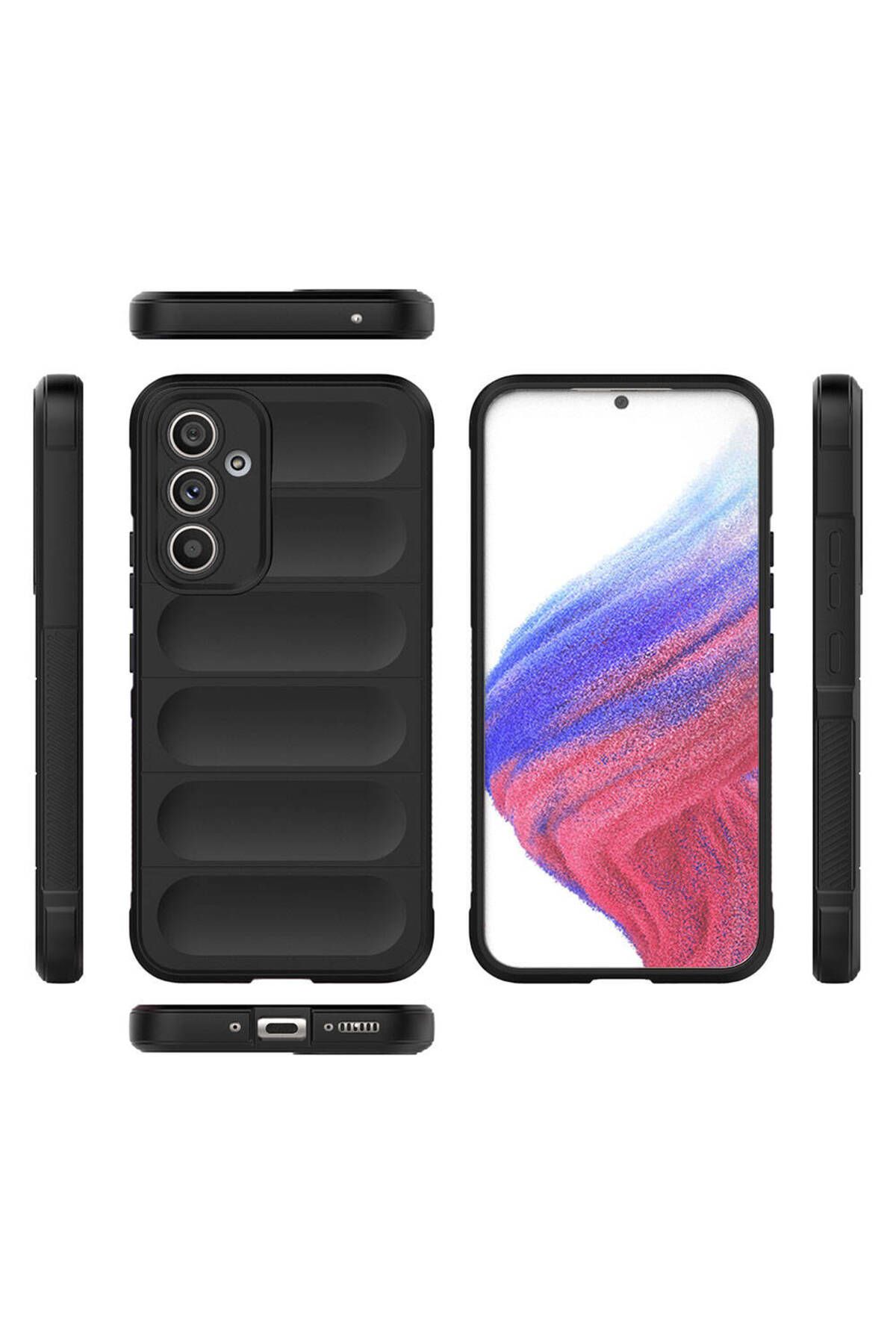 Galaxy A54 için Yeni Tasarım Silikon Kılıf Etnik Siyah