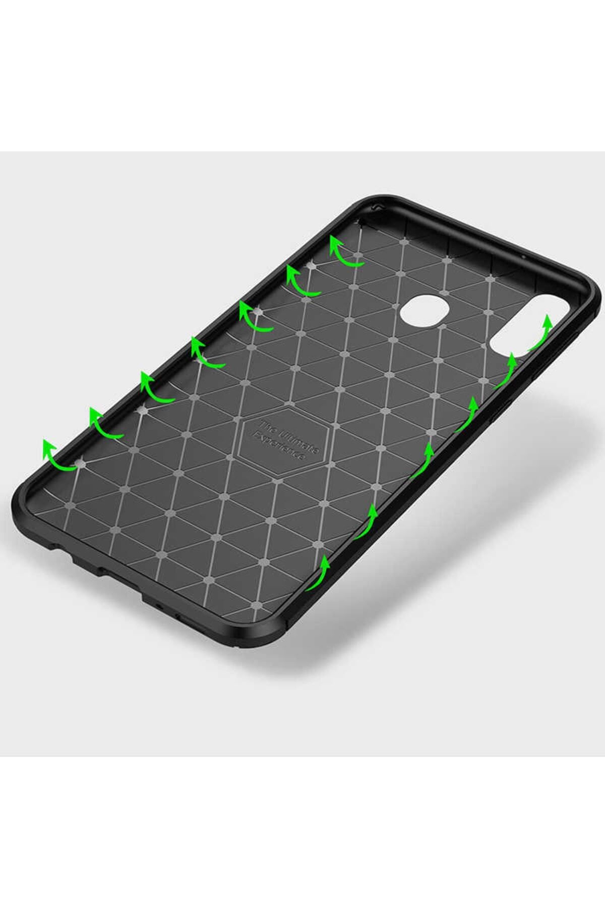 Galaxy M20 için Karbon Desenli Negro Silikon Kapak Siyah