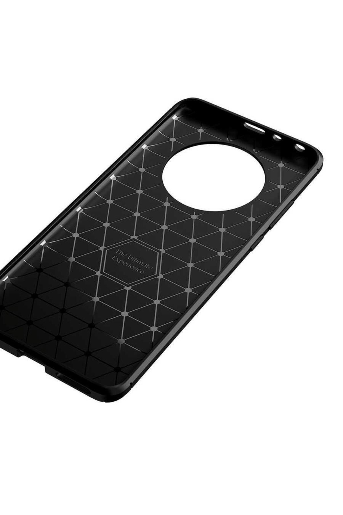Huawei Mate 40 Pro Için Karbon Tasarımlı Negro Silikon Kılıf Kahverengi