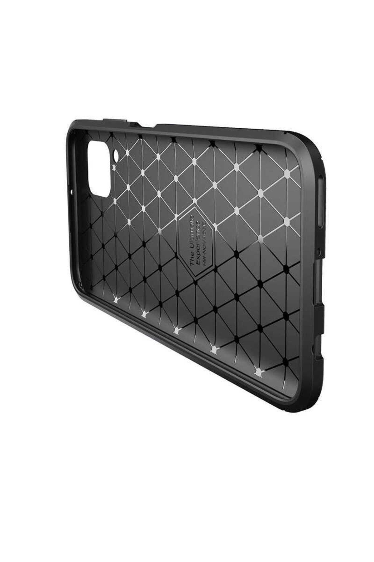 Huawei P40 Lite Için Karbon Tasarımlı Negro Silikon Kılıf Kahverengi