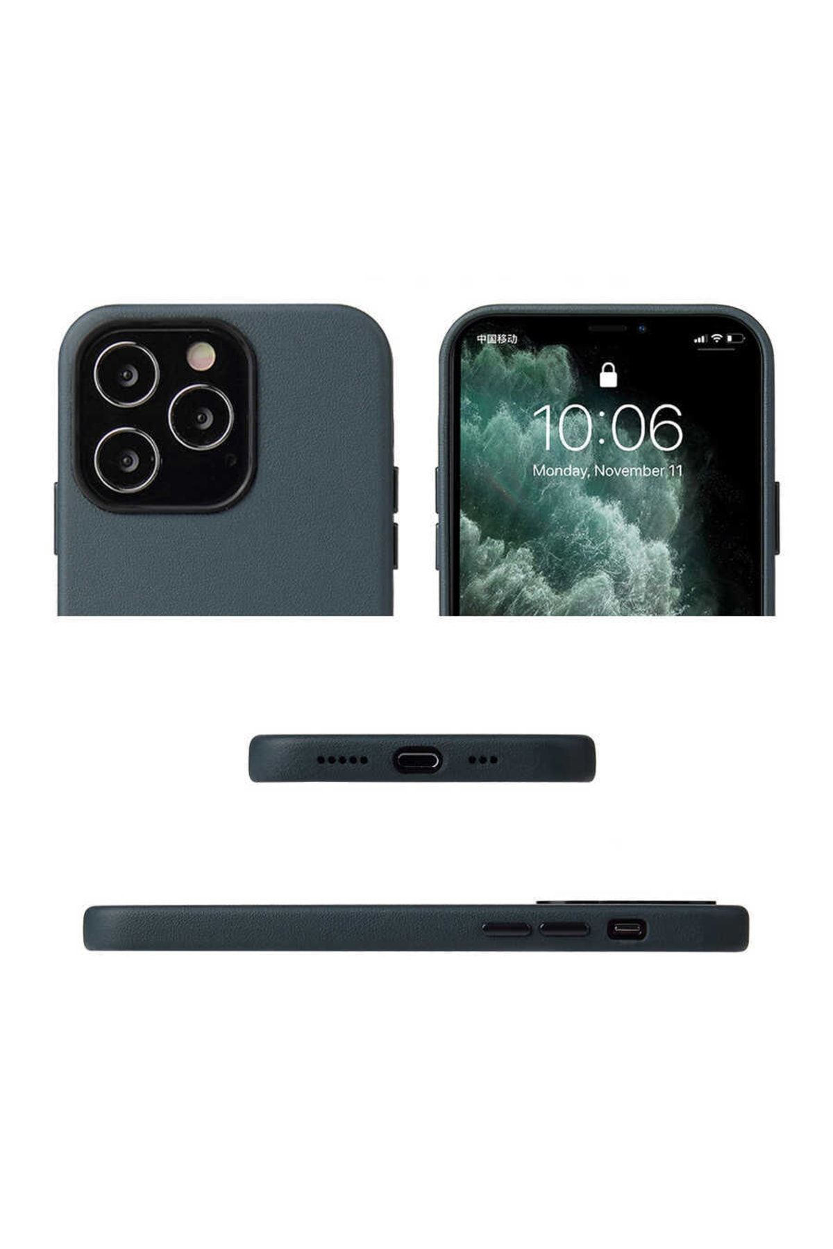 Iphone 13 Pro Max Uyumlu Kadife Iç Yüzeyli Eyzi Deri Kapak Kahverengi