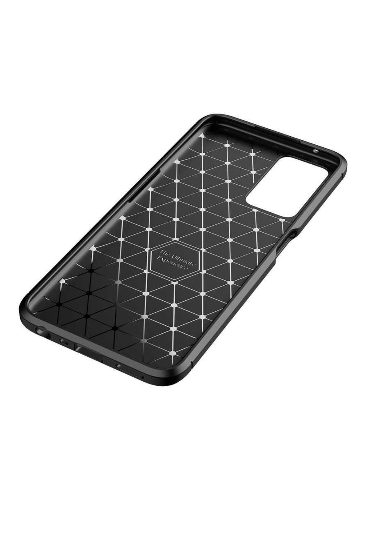 Oppo A94 Için Karbon Tasarımlı Negro Silikon Kılıf Siyah