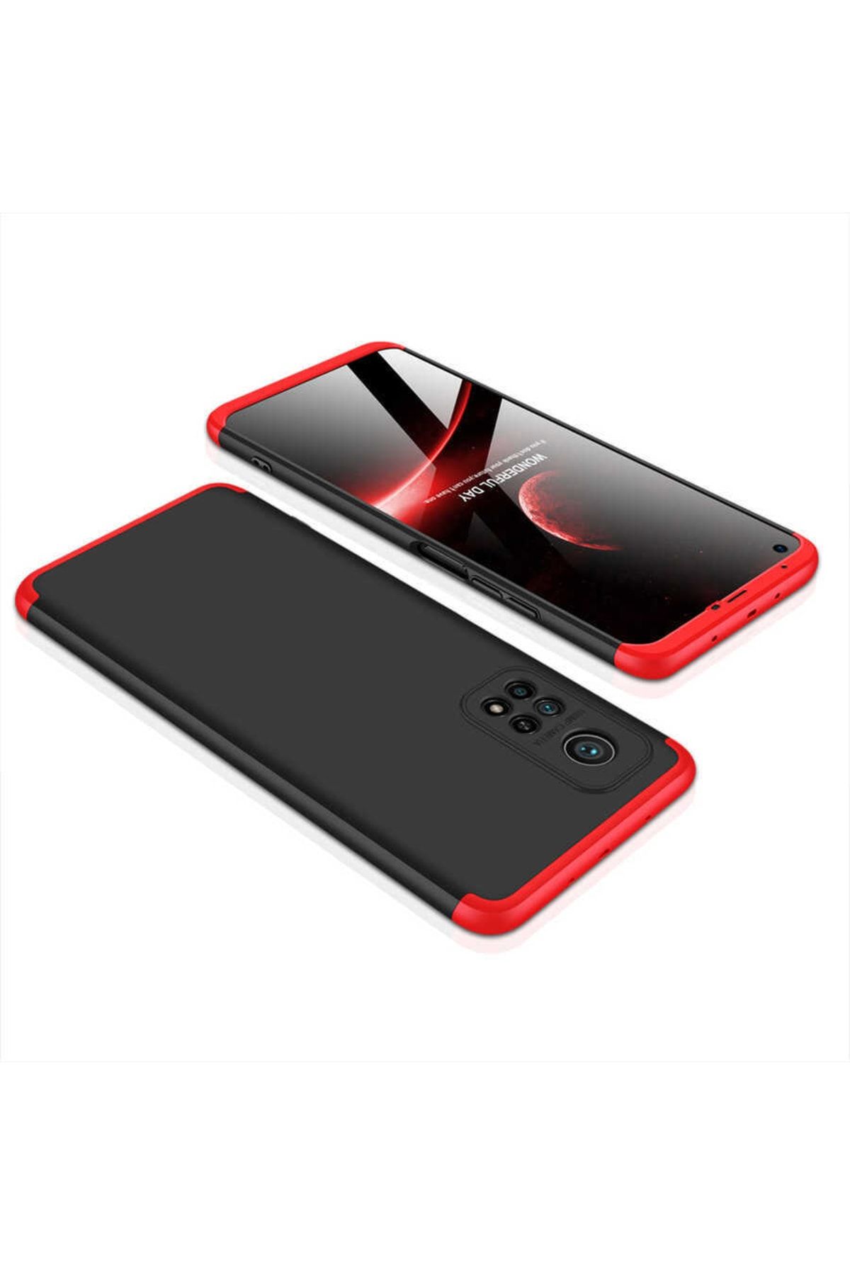 Xiaomi Mi 10t Pro Için 3 Parçalı Ays Sert Silikon Kapak Kırmızı