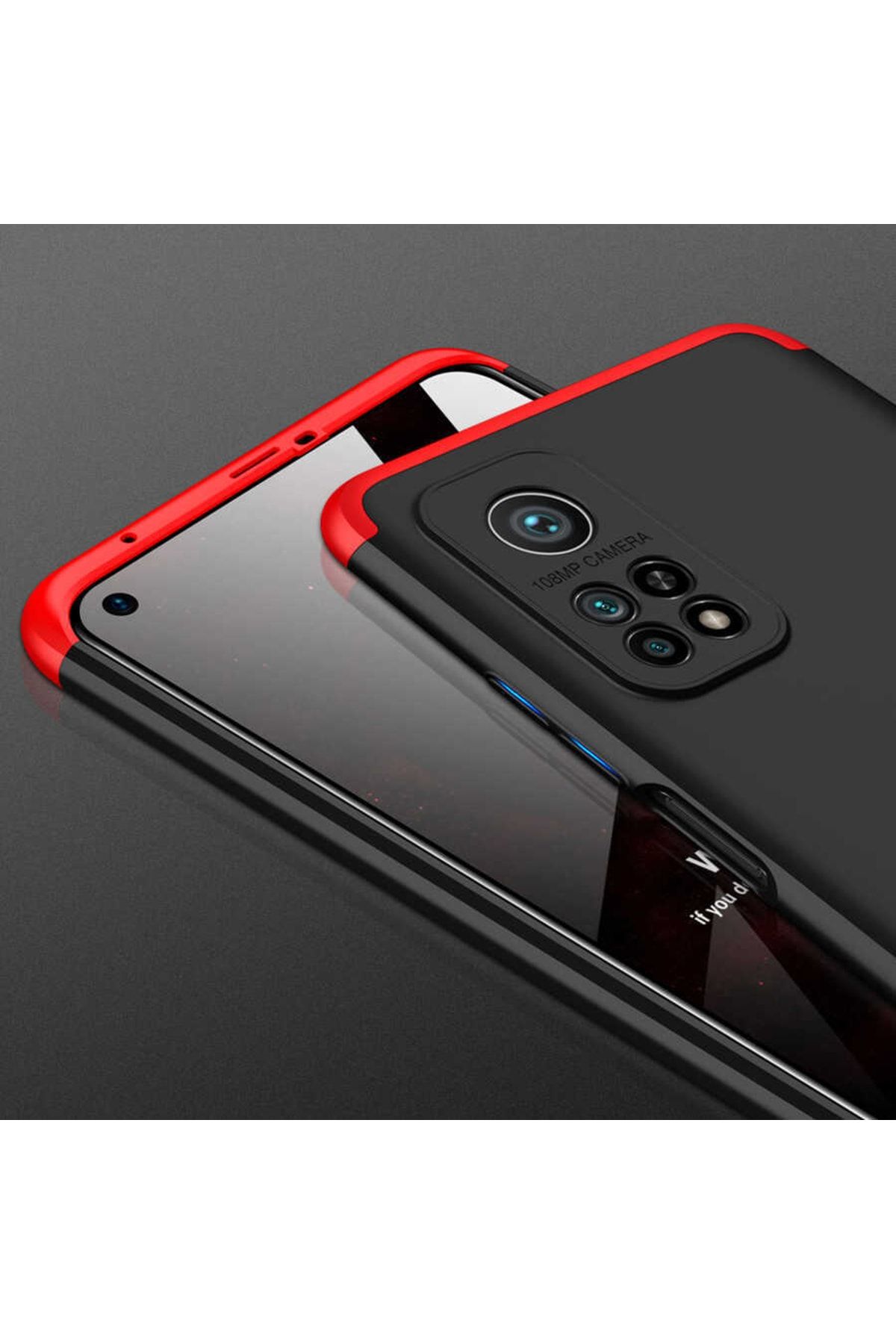 Xiaomi Mi 10t Pro Için 3 Parçalı Ays Sert Silikon Kapak Kırmızı