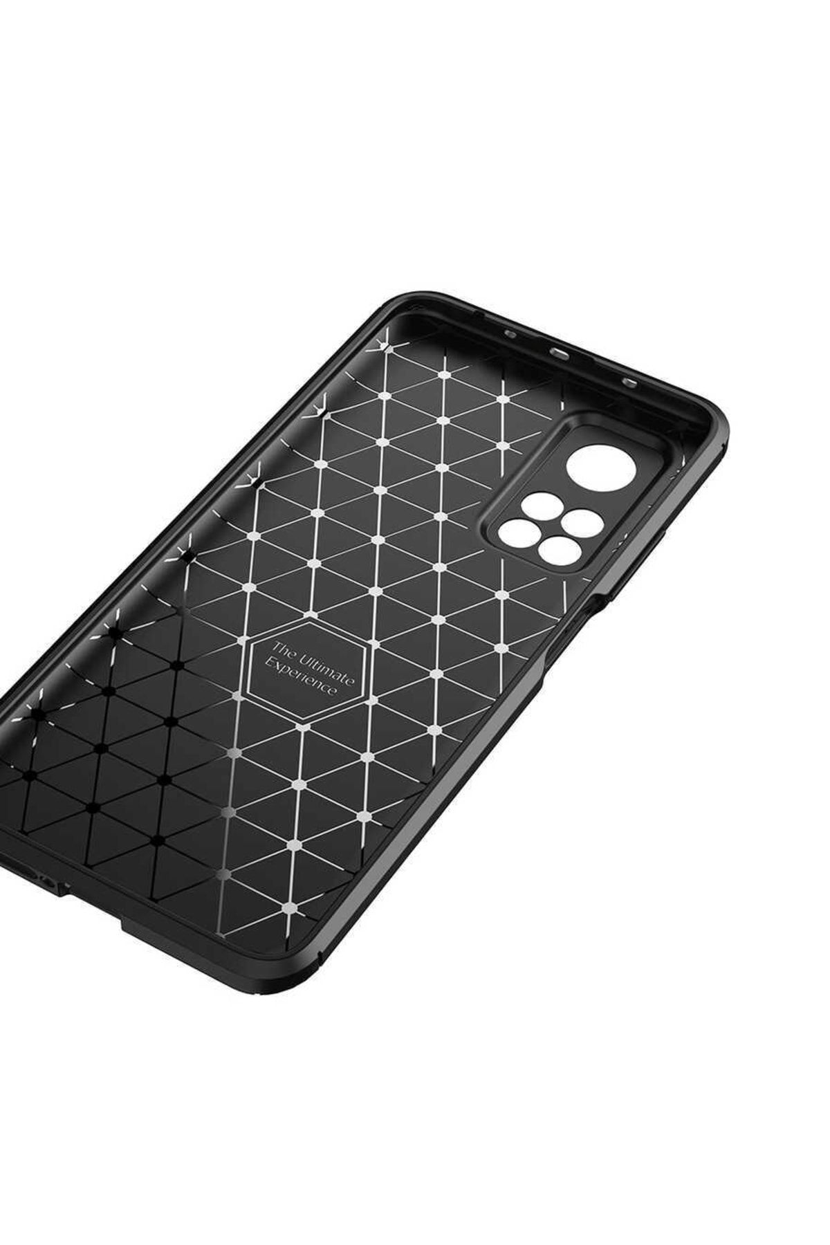 Xiaomi Mi 10t Pro Için Karbon Tasarımlı Negro Silikon Kılıf Kahverengi