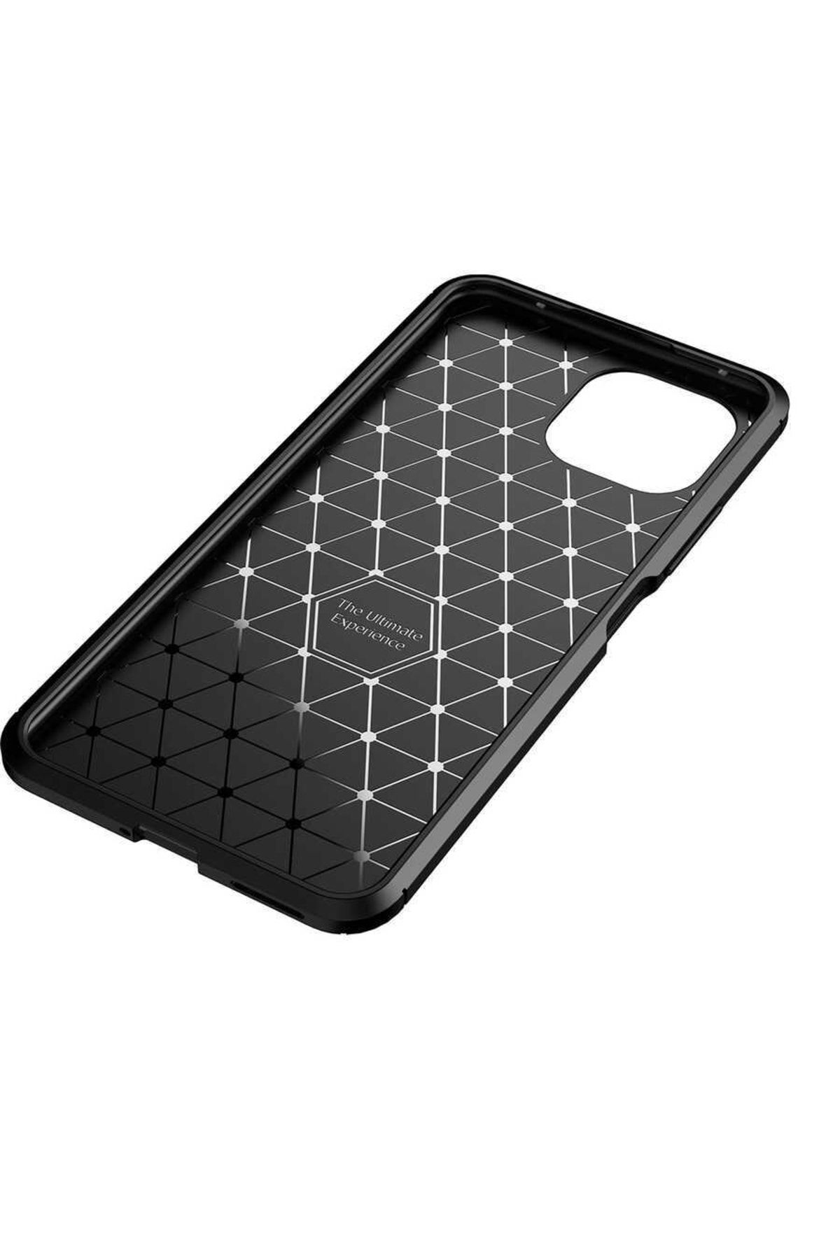 Xiaomi Mi 11 Lite Için Karbon Tasarımlı Negro Silikon Kılıf Kahverengi