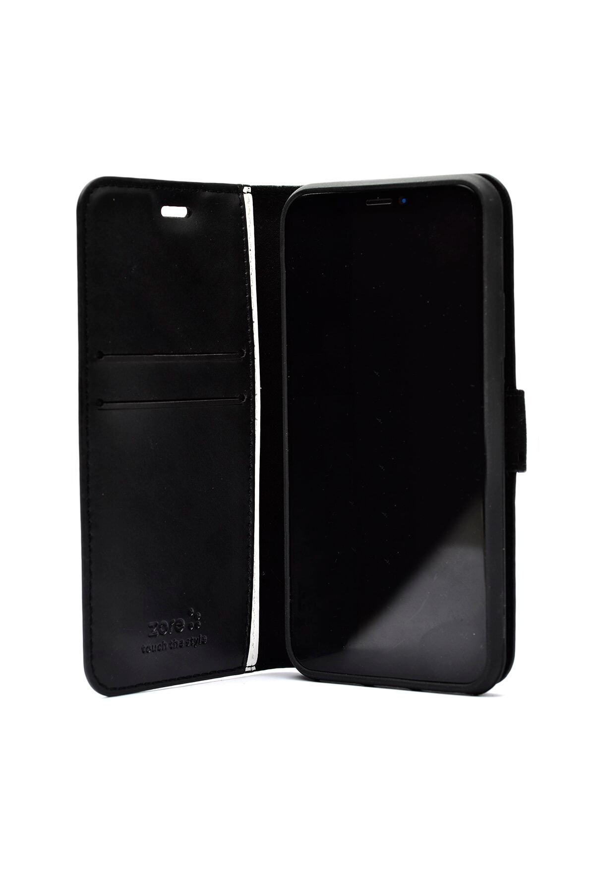 Xiaomi Mi 12t Pro için Cüzdanlı Kartlıklı Suni Deri Kar Delüx Kapak Siyah