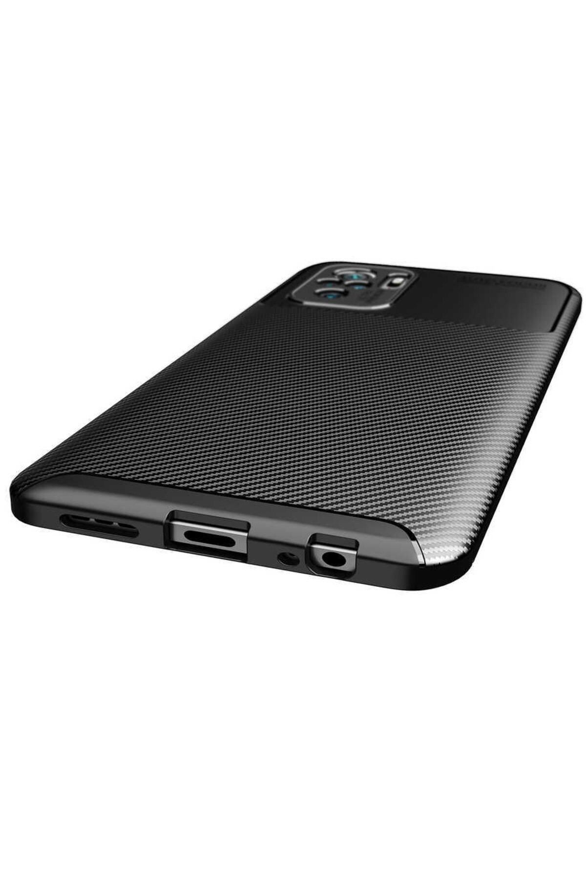 Xiaomi Redmi 10 Için Karbon Tasarımlı Negro Silikon Kılıf Lacivert