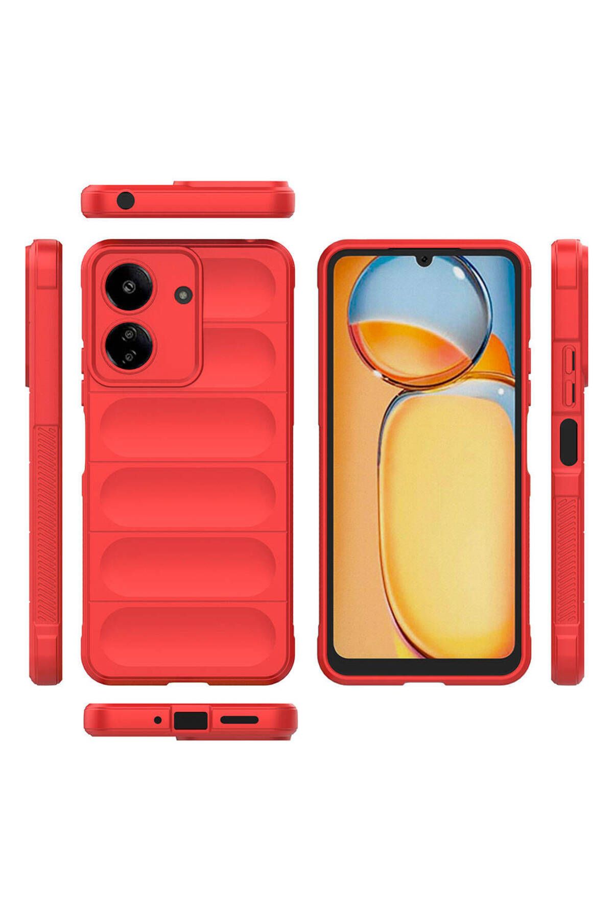 Xiaomi Redmi 13C için Yeni Tasarım Silikon Kılıf Etnik Kırmızı