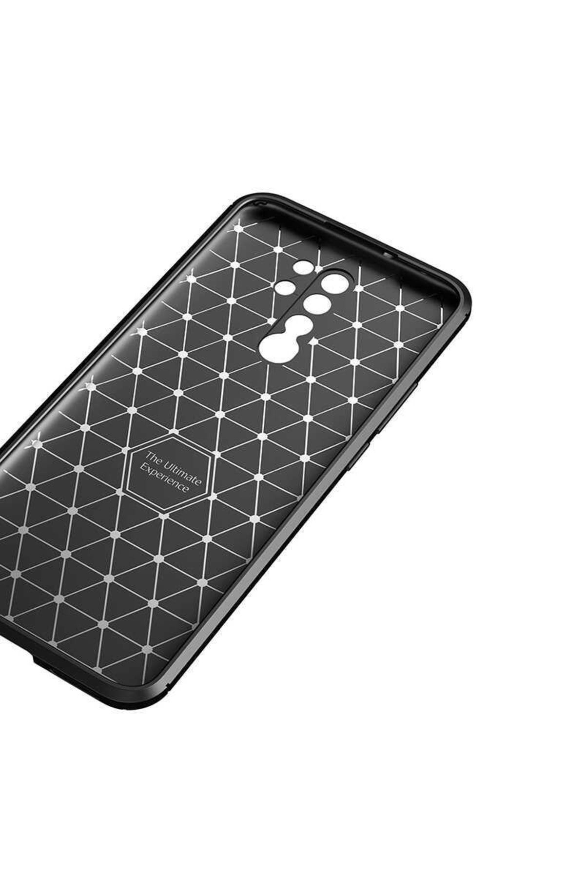 Xiaomi Redmi 9 Için Karbon Tasarımlı Negro Silikon Kılıf Siyah