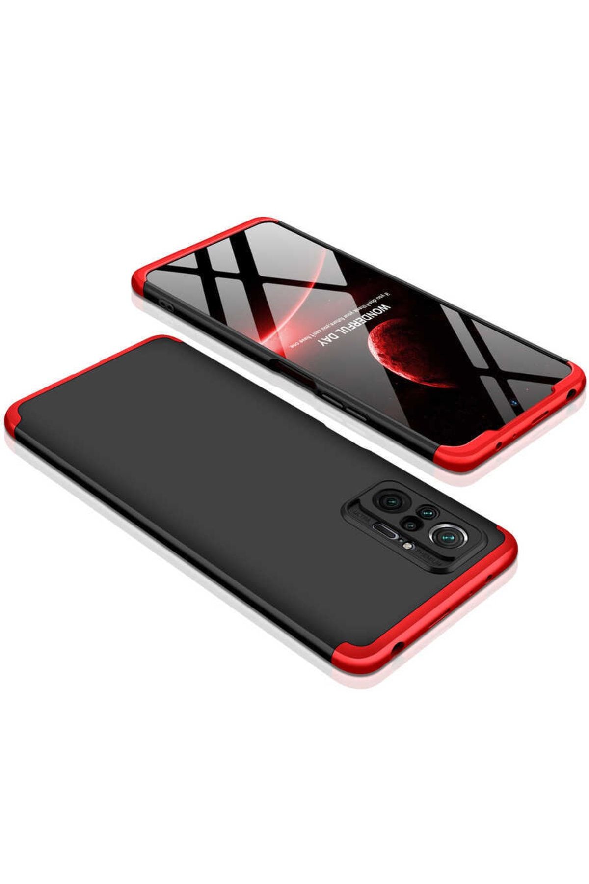 Xiaomi Redmi Note 10 Pro Için 3 Parçalı Ays Sert Silikon Kapak Siyah-mavi Uyumlu
