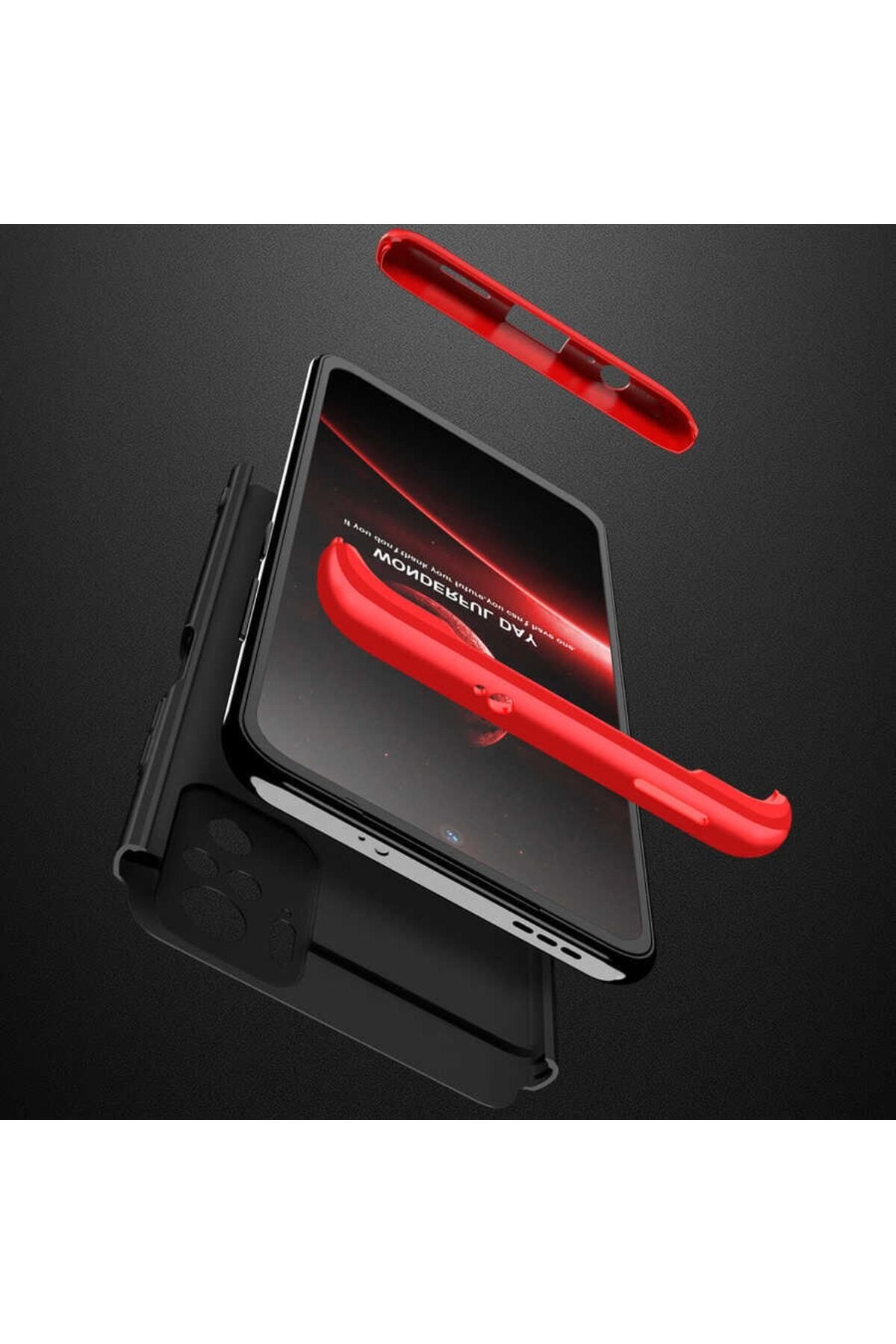 Xiaomi Redmi Note 10s için Üç Parçalı Ays Sert Silikon Kapak Siyah Gri