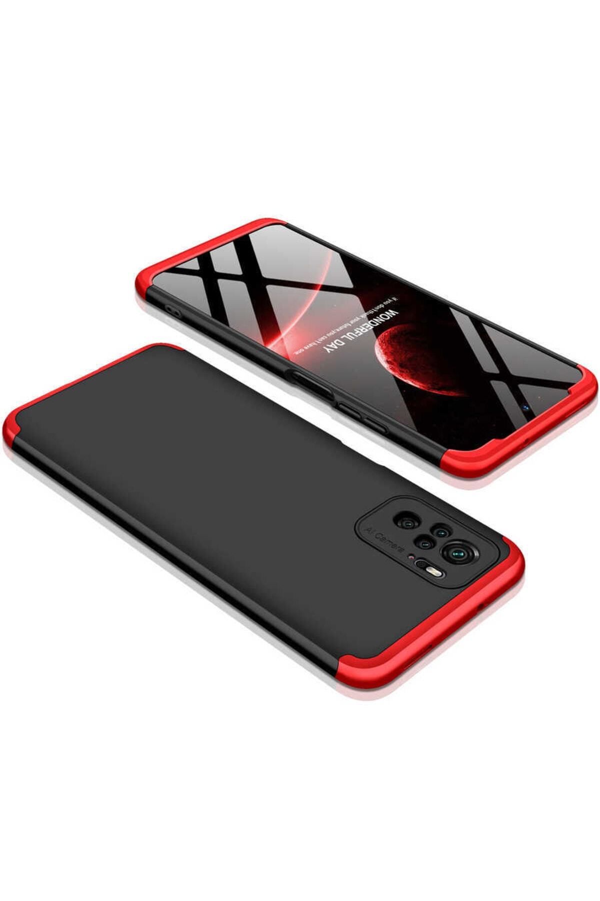 Xiaomi Redmi Note 10s için Üç Parçalı Ays Sert Silikon Kapak Siyah Gri